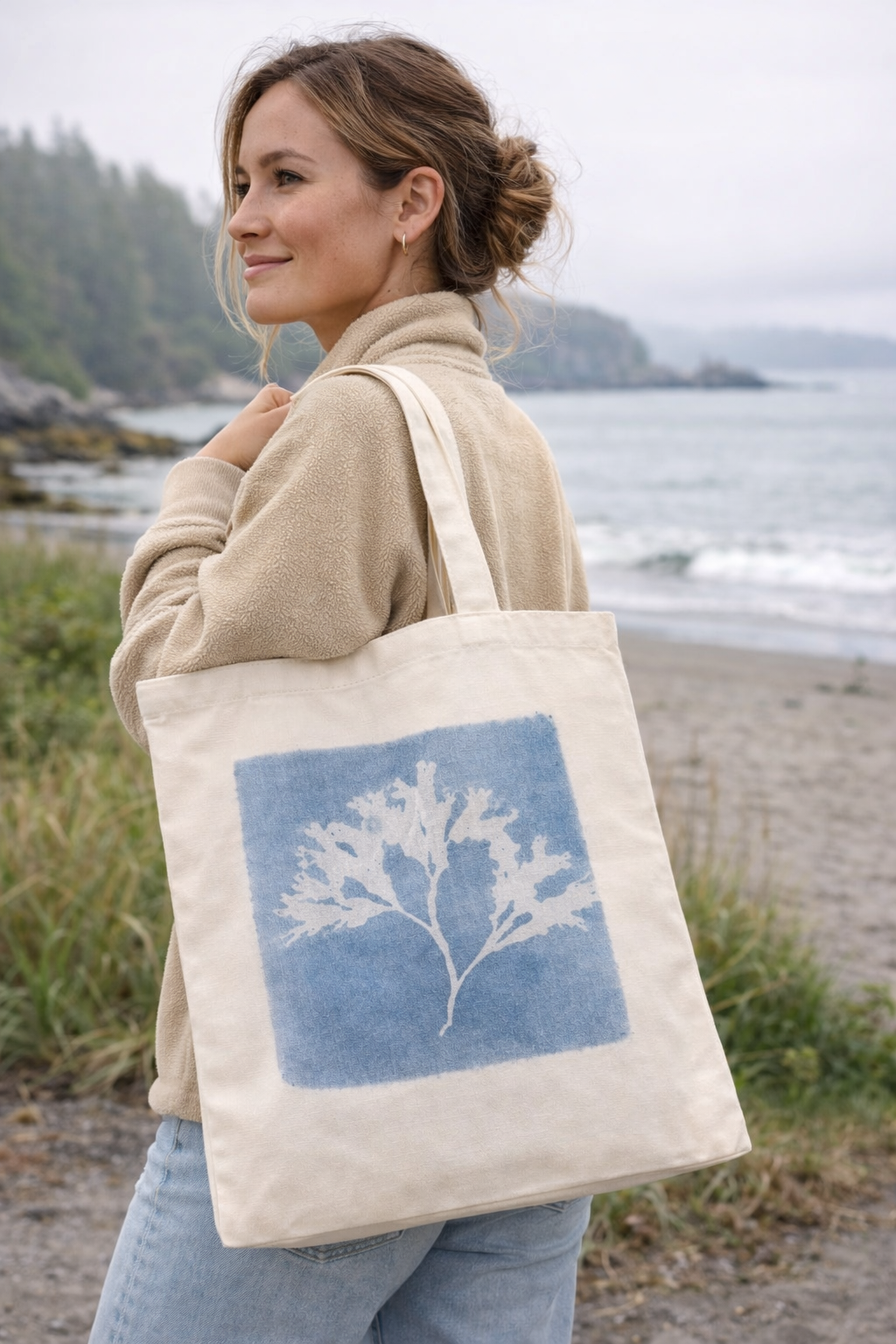 Vancouver Island Seaweed Cyanotype Tote